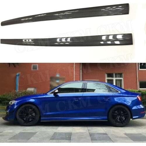 Carbon Fiber Side Skirts Covers for Audi A3 S3 RS3 4 door 2014 - 2018 FRP side blade Door Aprons Car Styling