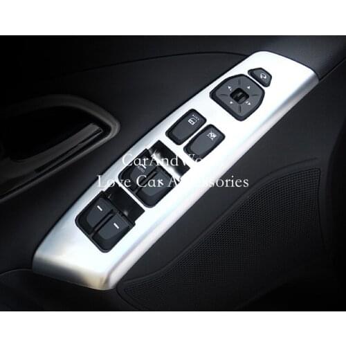 Car Door Armrest Window Glass Switch Lift Panel Cover Sticker Decoration For Hyundai IX35 2013-2015 ABS Chrome Styling Accessory