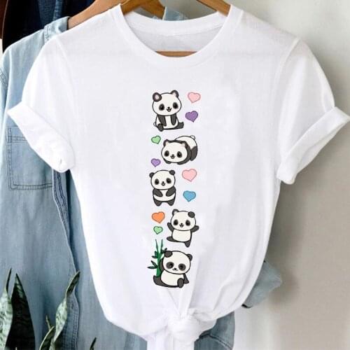 T-shirts Women 90s Fashion Girl Ladies Clothes Spring Summer Cartoon Graphic Panda Tshirt Top Lady Print Female Tee T-Shirt T-s