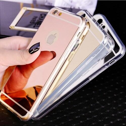 Hot! Luxury Mirror Electroplating Soft Clear TPU Cases For iphone 6 / 6S 4.7 inch / 6 Plus 5.5 inch 5 5s SE Back Cover Bags Etui