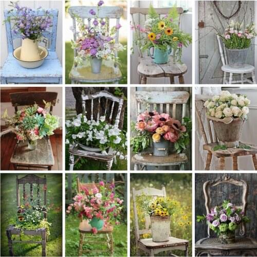 Huacan 5d Diamond Painting New Arrivals Flower Farmhouse Home Decor Mosaic Chair Handmade Gift Diamond Art