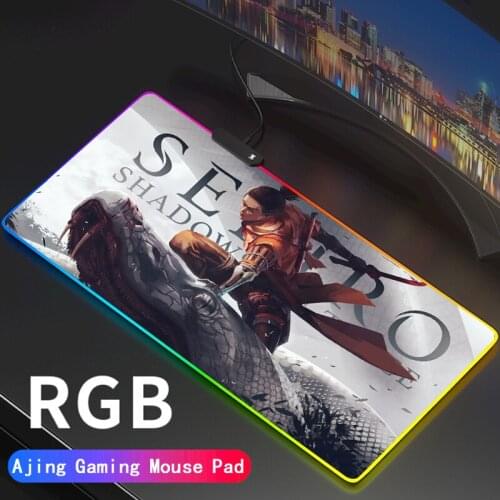 Anime RGB Gaming Mouse Pad Large SEKIRO LED Lighting Mousepad Gamer Computer Desk Mat Pad Anti-slip