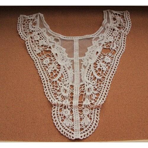 Cream Lace Collar Applique Cotton Embroidered Lace Collar