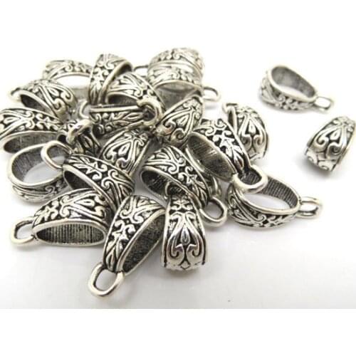 Best Quality 30 Pcs Silver Tone Bail Beads Fit Charm Bracelet Findings Jewelry Making 15x9mm(W01856 X 1)
