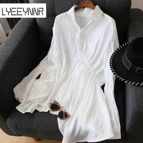 Женские белые рубашки LYEEYNNR China At AliExpress