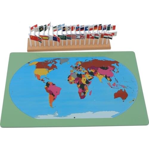 36 Flags of the World Montessori Geography Materials Equipment for Culture Area of Classroom Educational Toys for Kids