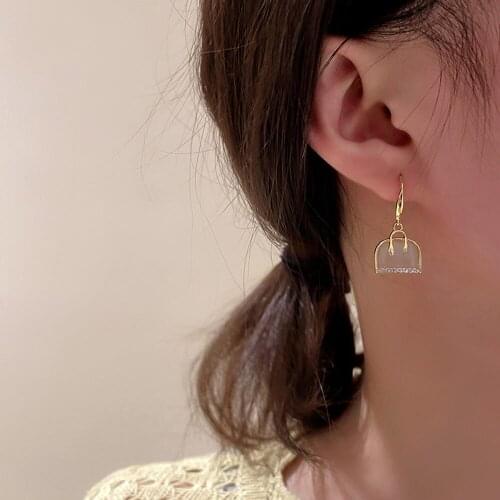 Fashion new opal diamond bag earrings ear hooks net red temperament design earrings