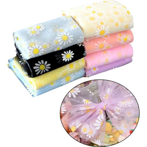 8x Daisy Pattern Mesh Fabric Wedding Veil Tulle Background Curtain Dining Table Gauze Net Craft Supplies
