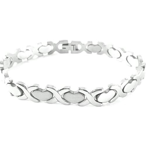Stainless steel silicon mens heart-shaped bracelet X-shaped couple bracelet