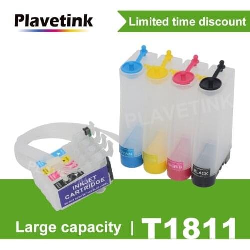 Plavetink T1811 CISS Ink Tank System For Epson Expression Home XP-30 102 202 205 302 305 402 Printer With Reset Chip