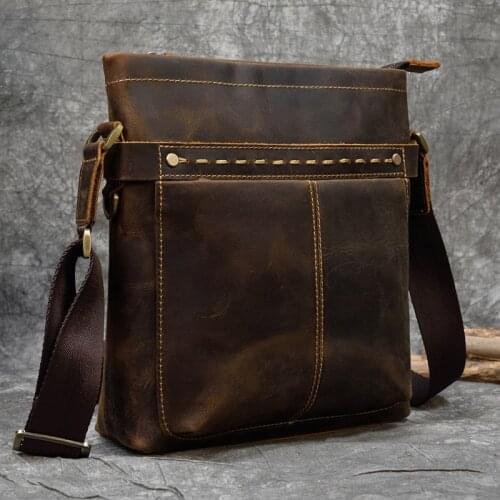 MAHEU 2020 New Arrival Genuine Leather Shoulder Bags Men Fashion Style Zipper Cowhide Crossbody Bag For Mini Ipad Tablet