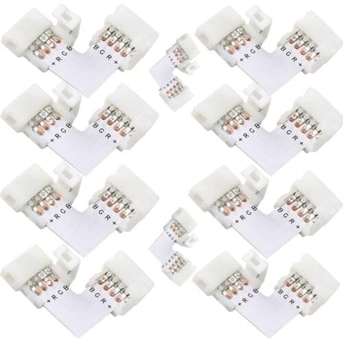 10mm 4 Pin L Shape Led Rgb Connector for Connecting Corner Right Angle 10mm 5050 2835/3528 RGB LED Strip Light Promotion