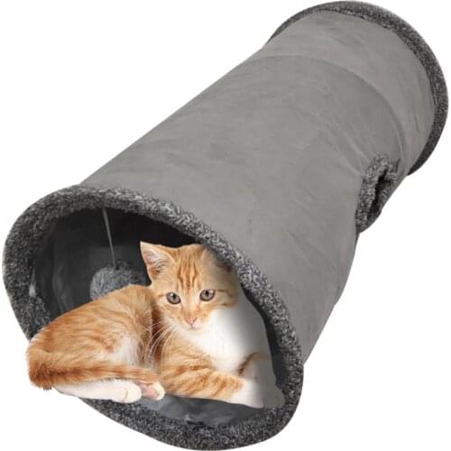 Pet Cat Tunnel Cat Toys 2 Holes Play Tunnel Hole Foldable Fleece-lined Cat Tent Toy Kitten Rabbit Animal Play Tunnel Tube
