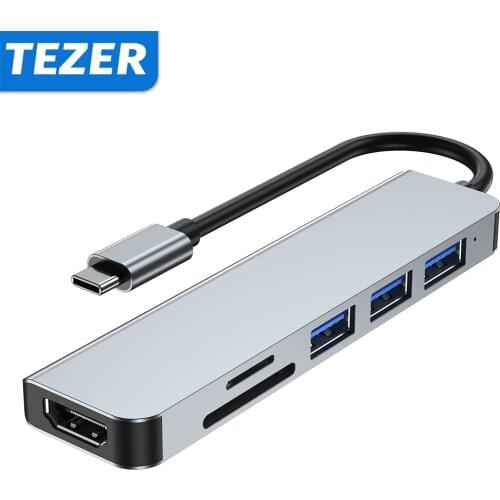6in1 USB HUB Type C HUB Docking Station 6 Port Multi Splitter Adapter for Xiaomi Macbook PC Computer Notebook Laptop Accessories