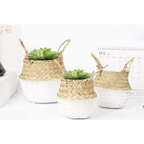 Seagrass Storage Bucket Pencil Container Case Desktop Multi-functional Pen Holder Stationery Desk Plant Basket Desk Organizer