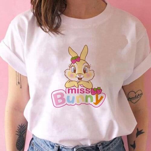 Bambi Disney T Shirt Women Cute Sweet Style Miss Bunny Printed Cartoon Tshirt Female Summer Casual Streetwear French Dropship