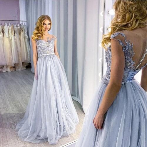 Evening Dress 2020 A-line Luxury Backless Formal Gowns Party Sleeveless Lace Appliques Court Train Elegant For Women Charming