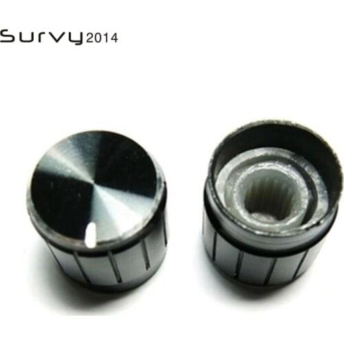 10PCS/Lot Black Metal 6 mm Knurled Shaft Insert Dia. Potentiometer Control Knobs Switch Knob 15mm Dia. x 16.5mm Height