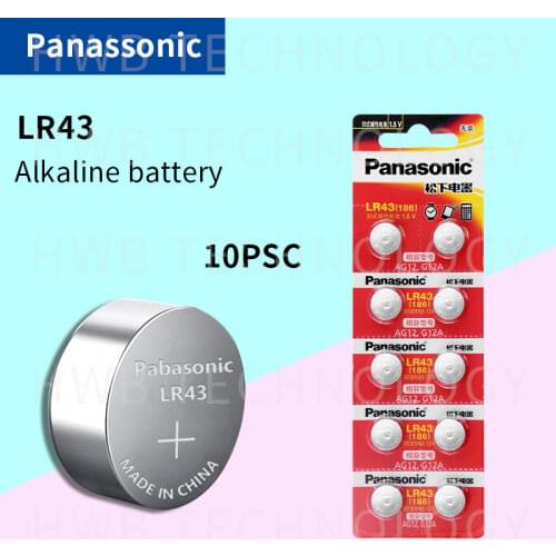10X PANASONIC AG12 LR43 186 0%Hg for Watches Toys 1.5V Cell Alkaline batteries For calculator 0%Hg