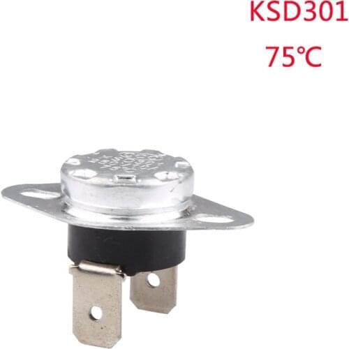 5PCS KSD301 kicking thermostat 250V 10A, bakelite pin temperature switch 75 degrees celsius