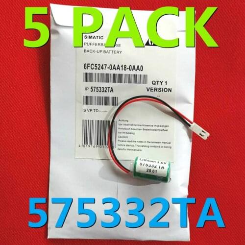 5 PACK 575332TA 6FC5247-0AA18-0AA0 840D 810D 3V Lithium PLC Battery with White AMP Plug for SIEMENS Back-Up Batteries