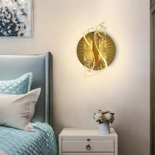 New Design Sconce Wall Lights Acrylic Lamp Luminaria Bedroom Bedside Living Room Home Hallway Lighting Fixture Gold Night Lights
