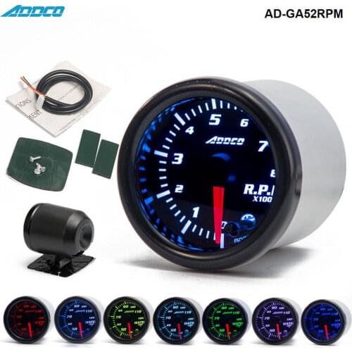 Car Auto 12V 52mm/2" 7 Colors Universal Car Auto Tachometer Gauge Meter LED With Sensor and Holder AD-GA52RPM
