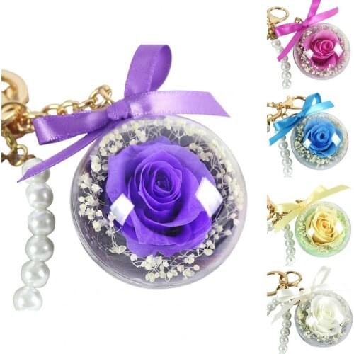 Immortal Eternal Flower Keychain Pendant DIY Creative Birthday Mother Lover Gift