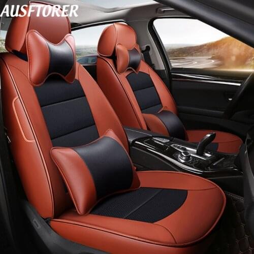 AUSFTORER Cowhide Covers Seat for Volkswagen VW Passat R36 Automobiles Seat Cover Car Cushion Support Interior Accessories 17PCS