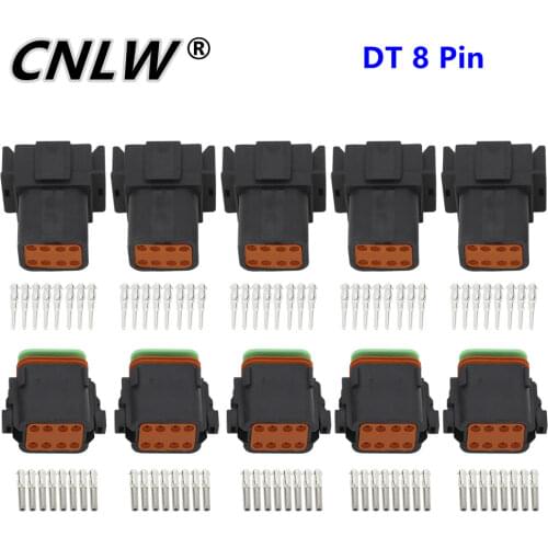Black 5 Sets 8 Pin DJ3081Y-1.6-11/21 DT Connectors DT04-8P,DT06-8S Automobile waterproof wire electrical connector plug