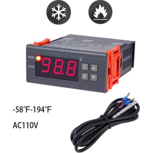 AC 110V LED Digital Thermostat for Incubator Temperature Controller Thermoregulator Relay Heating Cooling -50-50℃/-58-194
