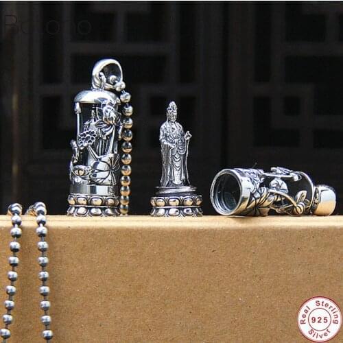100% 925 Sterling Silver colour Pendant Kwan-Yin Guan Yin Bodhisattva Women Mens Amulet Lucky Jewelry Necklace Pendants