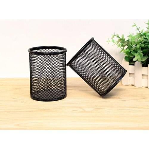 1PC Pencil Holder Office Desk Metal Mesh Square Round Pen Pot Cup Case Container Organiser Durable Pencil Case