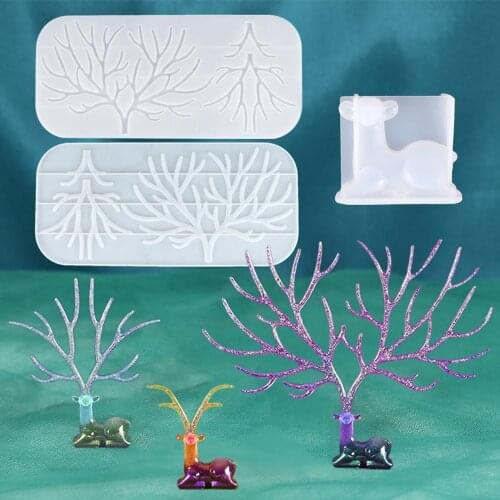 Jewelry Display Resin Mold Big Antler Tree Branch Rack DIY Resin Epoxy Silicone Mold Jewelry Tray Mold For resin