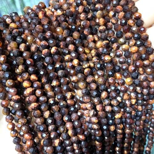 2 3 4mm Natural Faceted Red Tiger Eye Gem Loose Spacer Stone Beads For Jewelry Making Charm DIY Bracelet Earrings Accessories