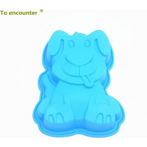 To encounter 20*16.5*4CM 70G 2pcs/lot Lovely Pet Dog 3D Silicone Cake Mold Baking Pans For Bakeware Jelly Moulds Free Shipping