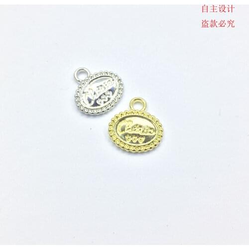 Eruifa 20pcs 12*10mm Nice Oval Coin with Letters Zinc Alloy necklace,earring bracelet jewelry DIY handmade 2 colors