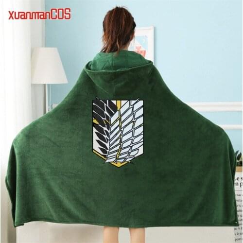 Attack on Titan Blanket Cloak Shingeki No Kyojin Survey Corps Cloak Cape Flannel Cosplay Hoodie