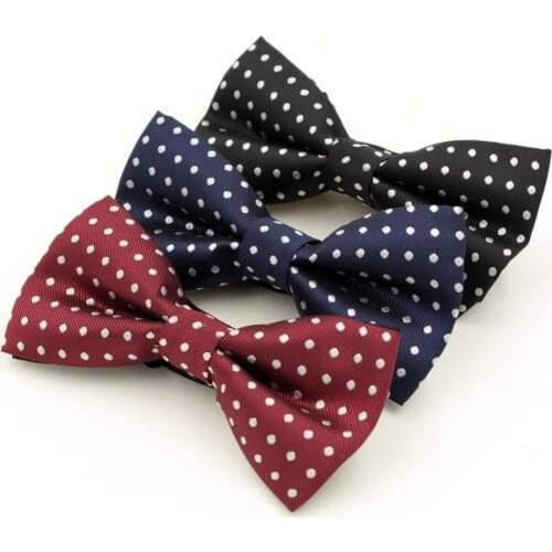 3 Colors Fashion Mens Polka Dots Bow tie For Wedding Party Classic Polyester Bowtie Tuxedo Red/Black Butterfly Cravat