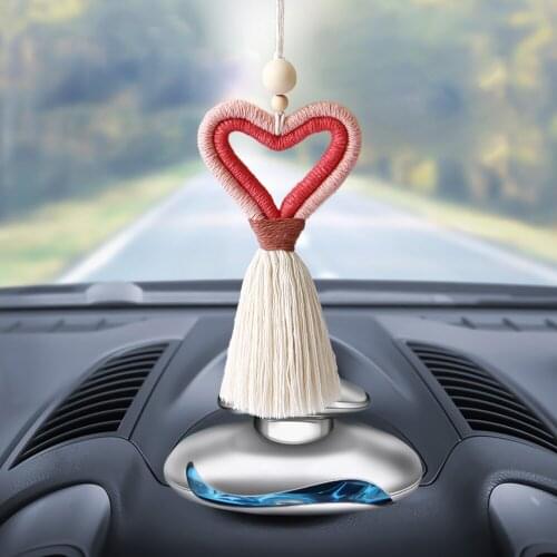 Handmade cotton rope woven love style car pendant home decoration wall hanging girl cute gift car decoration accessories