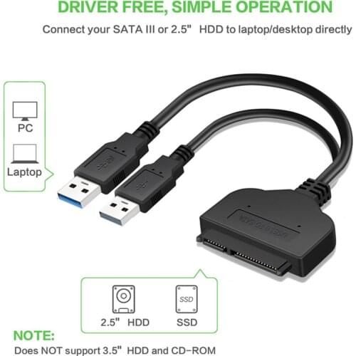 SATA 22 Pin to USB 3.0 Adapter USB Cable and Converter 2.5 Inches SATA Hard Disk Serial Port USB 3.0 Computer Cables &Connectors