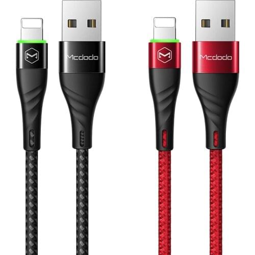 Mcdodo for usb lightning cable 1m 2m Led light usb charger cable for iPhone xs max xr 8 7 6s plus ipad cable fast charging data