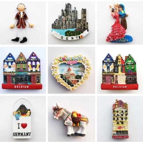 Resin Fridge Magnet Souvenir Belgium Spain Germany Mozart Vienna Austria China Japan Turkey New York Refrigerator Stickers Gift