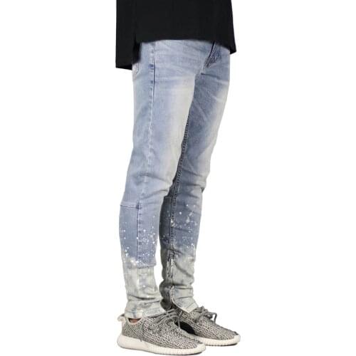 Men Jeans Fashion Stretch Zipper Design Dot Hip Hop Jeans Y5026
