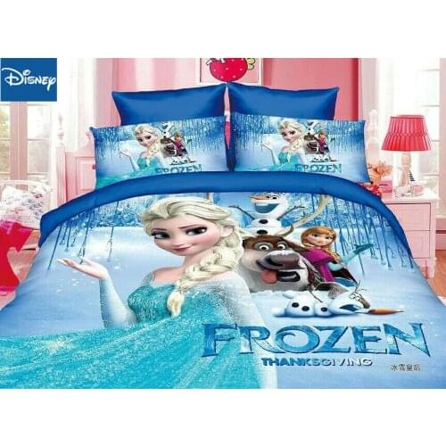 Disney Frozen Single Size Bedding Set For Children Bedroom Decor Quilt Covers Twin Fitted Sheet 3-4Pcs Birthdays Gift Promotion