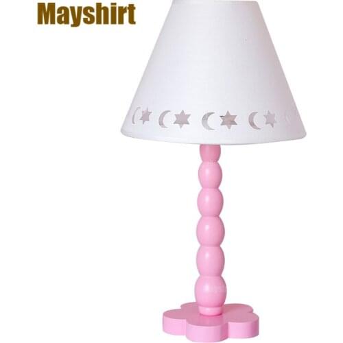 Nordic Pink Table Lamps for Bedroom Fabric Lampshade Wood Desk Lamp Bedside Children Room Living Room Light Fixtures Home Decor