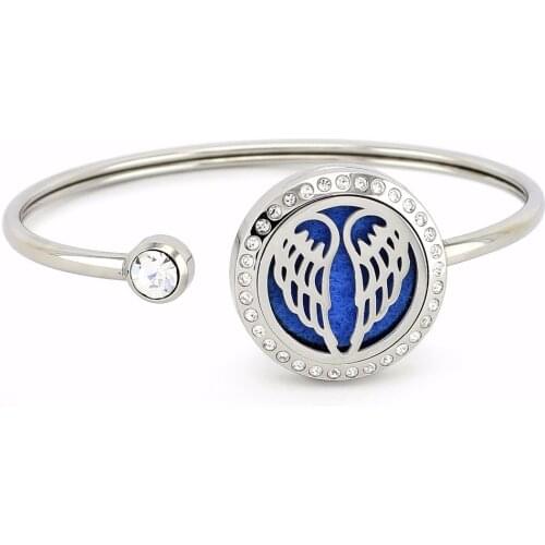 New Arrival Perfume Locket Bangle 25mm Crystals 316L Stainless Steel Aromatherapy Oil Diffuser Locket Bracelets