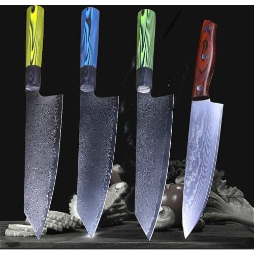 Damask steel VG10 high hardness 8 "kitchen knife, household kitchen knife, sushi knife, sashimi knife, cooking knife