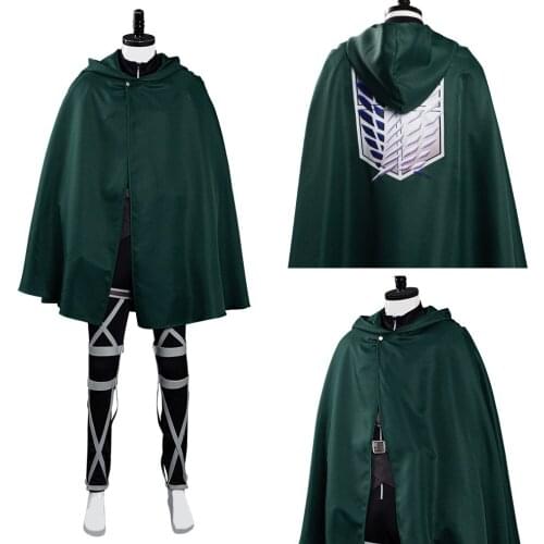 Attack On Titan Cloak Shingek No Kyojin Scouting Legion Costume Anime Cosplay Uniform Jumpsuit Green Cape