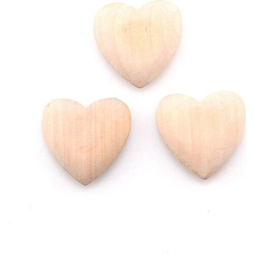 SANSHOOR Love Heart Natural Wood Wholesale Unfinished Wooden Heart Beads No Hole Loose For DIY Necklace Jewelry 50pcs/lot